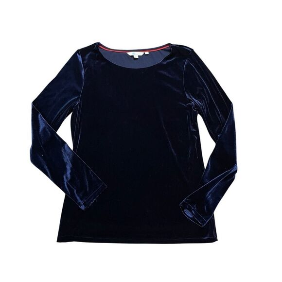 Boden Suki Velvet Blue Long Sleeve Blouse Size 10 - Picture 2 of 6